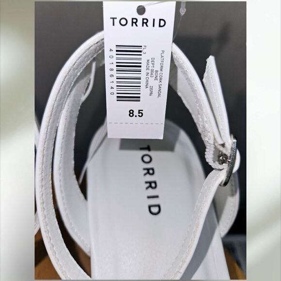 NEW TORRID Wide Width Platform Cork White Strappy Summer Sandals. - Picture 13 of 13